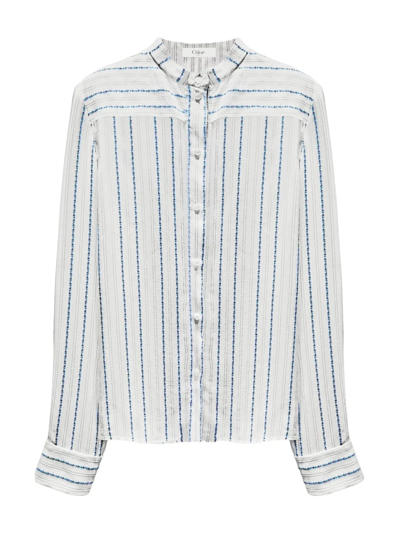 Fitted blouse in silk jacquard