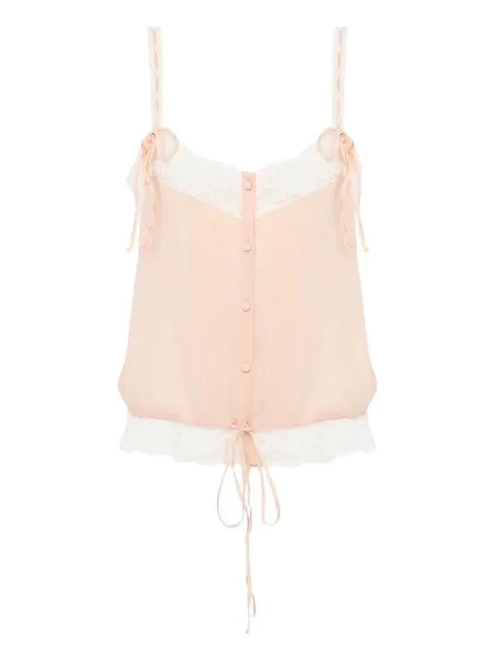 Camisole top in silk georgette & lace Camisole top in silk georgette & lace