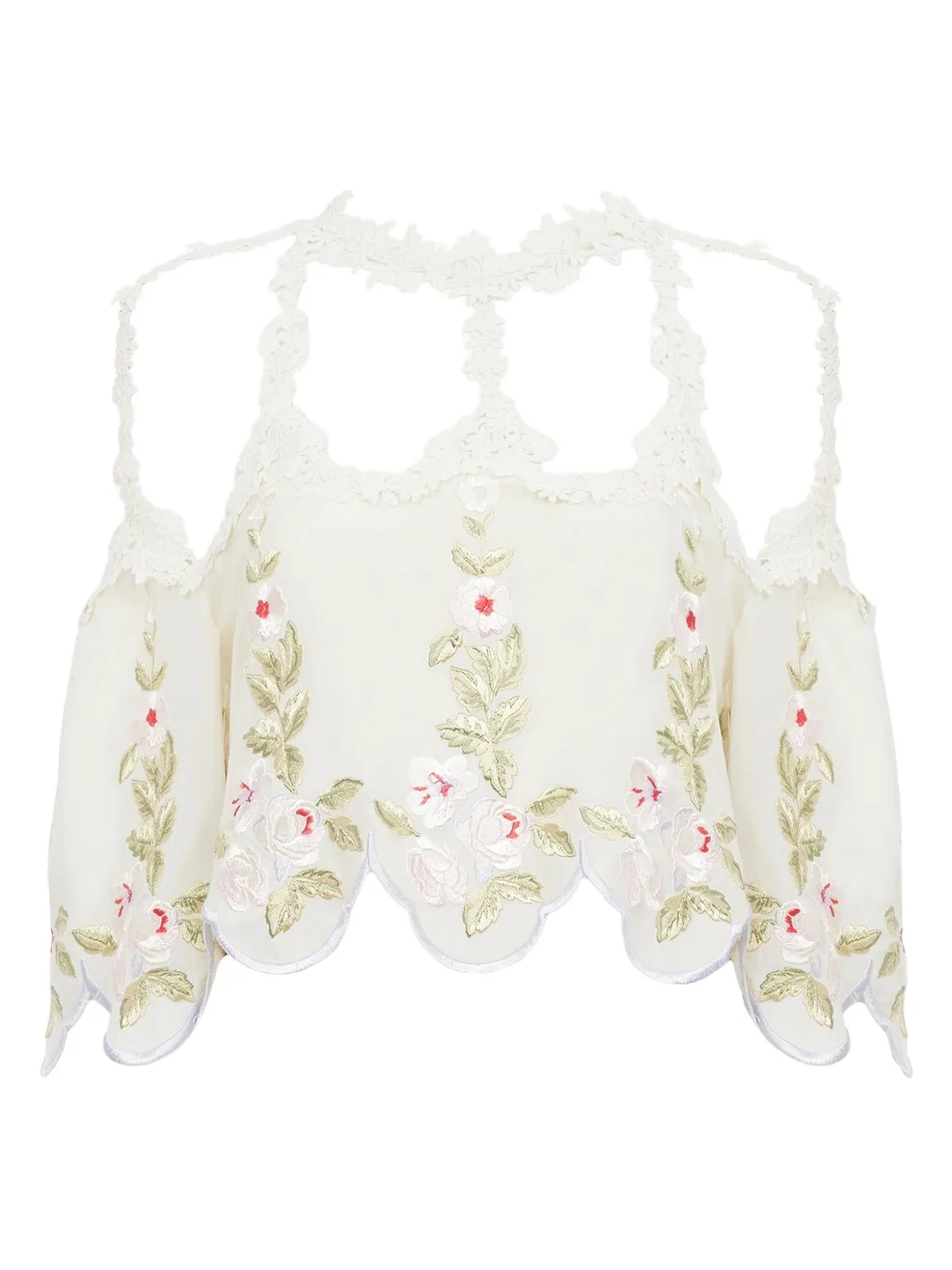 Chloé Cut-out cropped top in technical taffeta