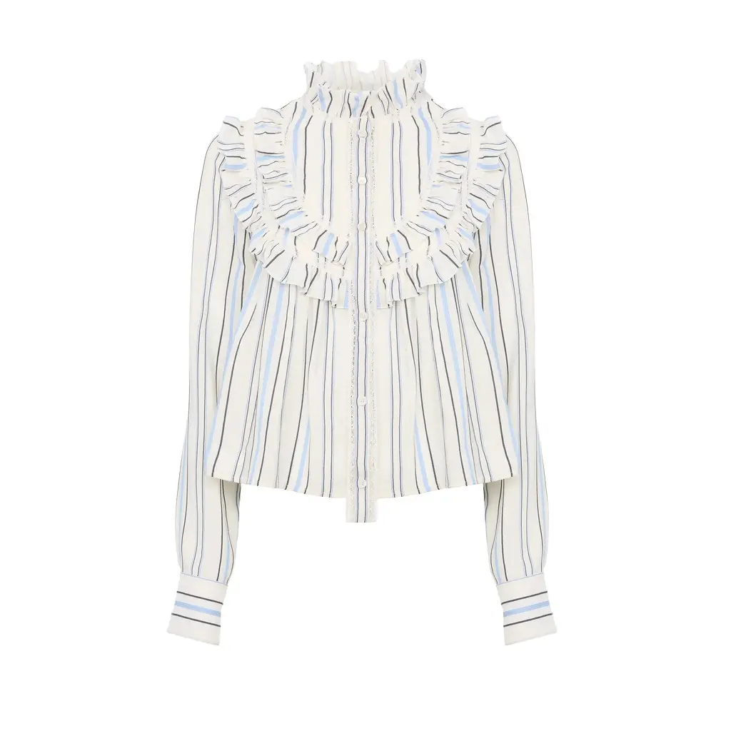 Chloé Ruffled blouse in silk jacquard & lace | Image 1 Chloé Ruffled blouse in silk jacquard & lace | Image 1