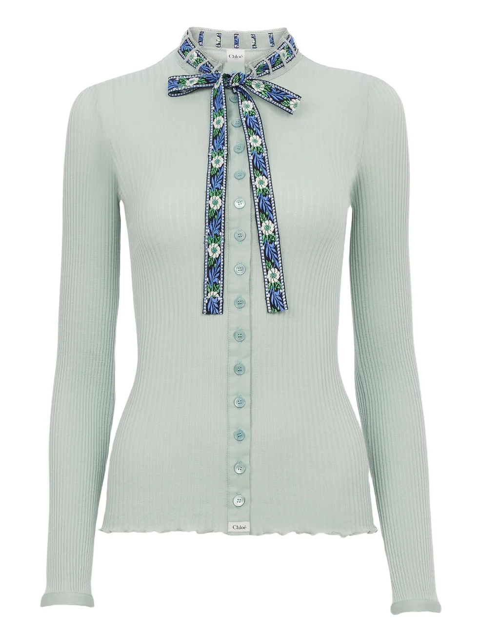 Tie-front fitted cardigan in cotton Tie-front fitted cardigan in cotton