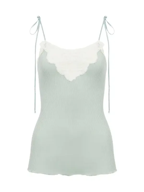 Fitted lingerie top in cotton & lace