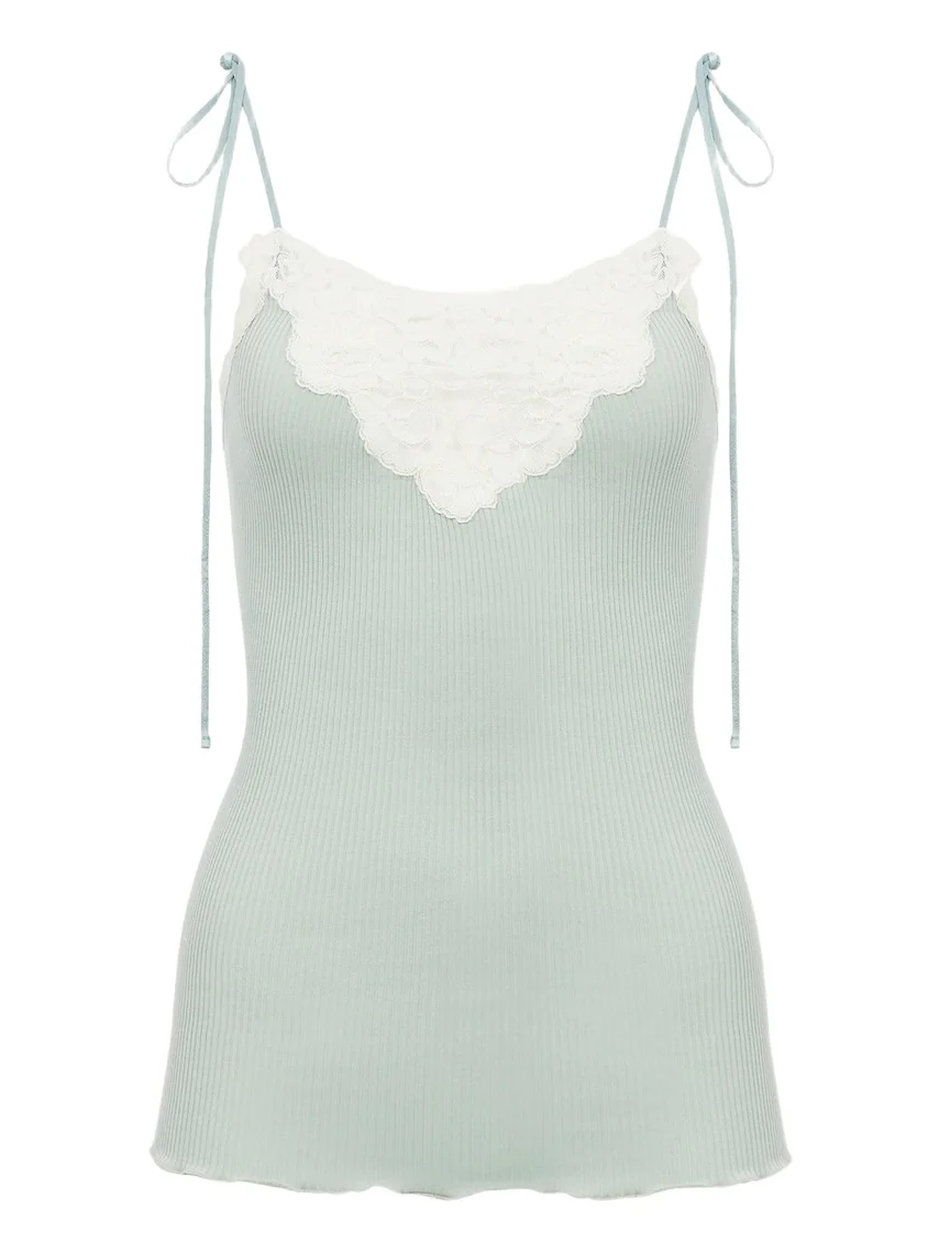 Fitted lingerie top in cotton & lace Fitted lingerie top in cotton & lace