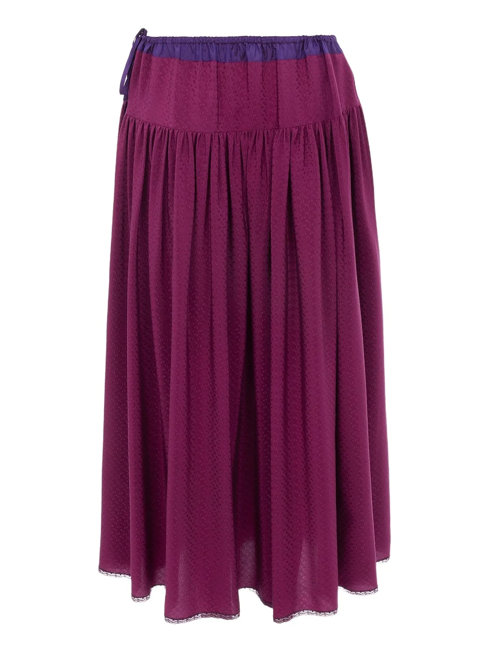 Chloé Gathered long skirt in silk jacquard & lace