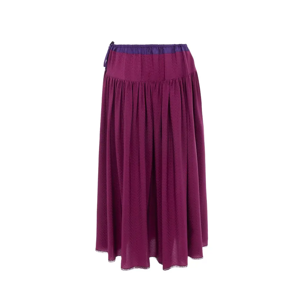 Chloé Gathered long skirt in silk jacquard & lace | Image 1 Chloé Gathered long skirt in silk jacquard & lace | Image 1