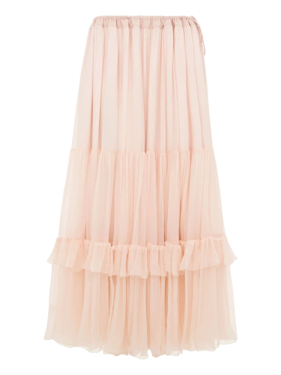 Ruffled long skirt in silk mousseline Ruffled long skirt in silk mousseline