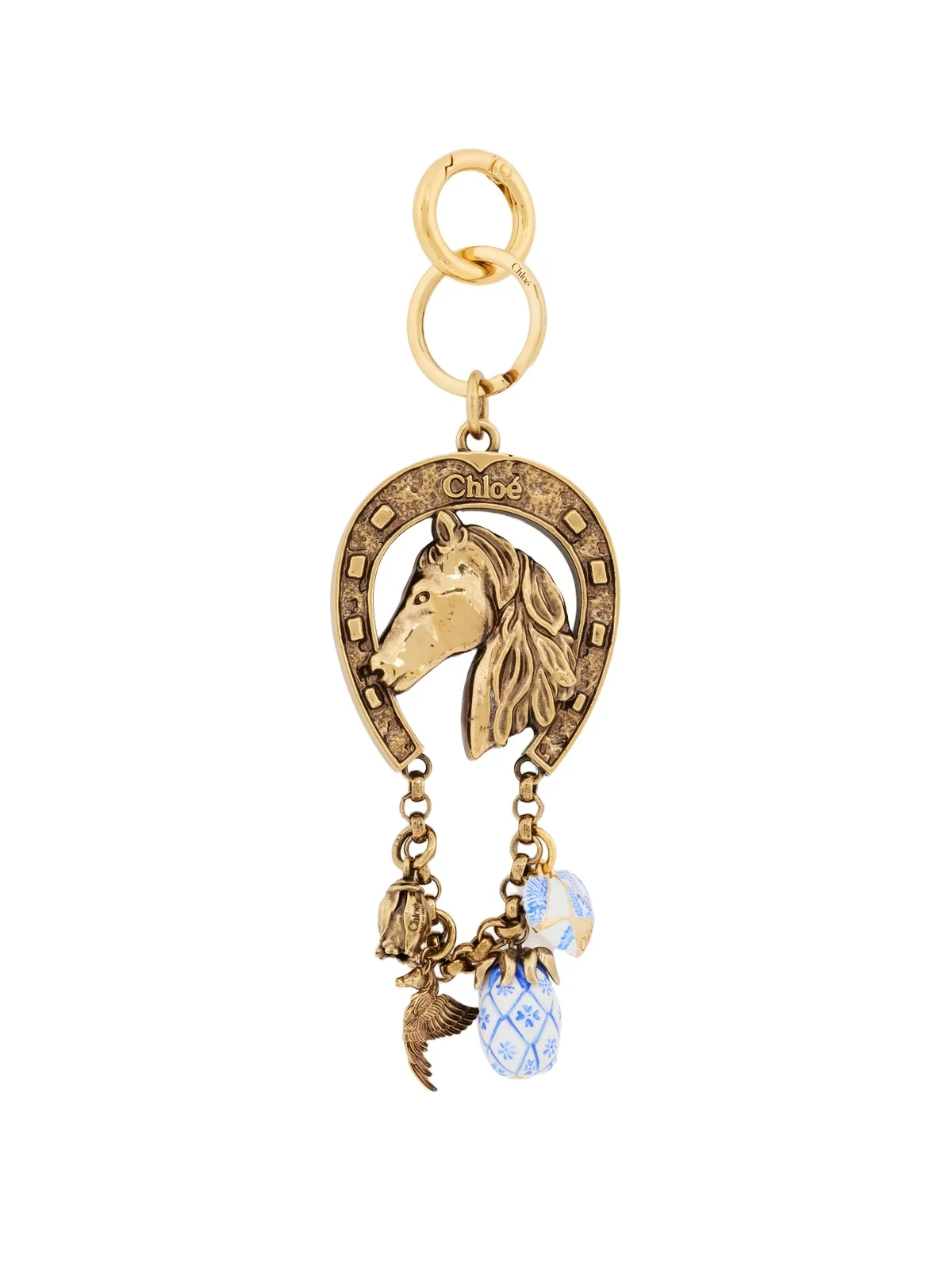 Chloé Symbols Horseshoe & Jewels key ring bag charm in brass Chloé Symbols Horseshoe & Jewels key ring bag charm in brass