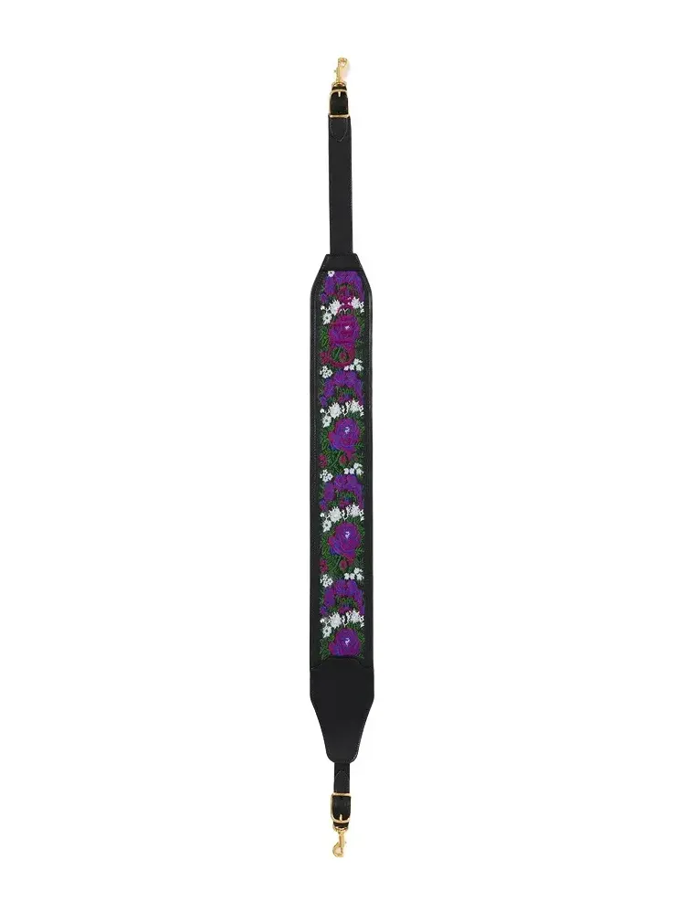 Chloé Grained leather strap with roses embroidery