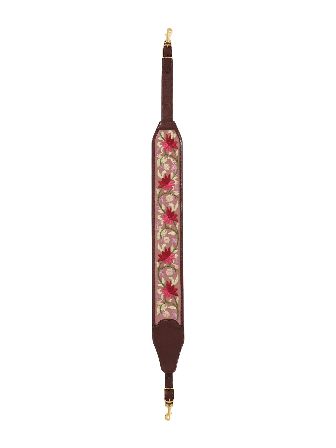 Chloé Grained leather strap with floral embroidery