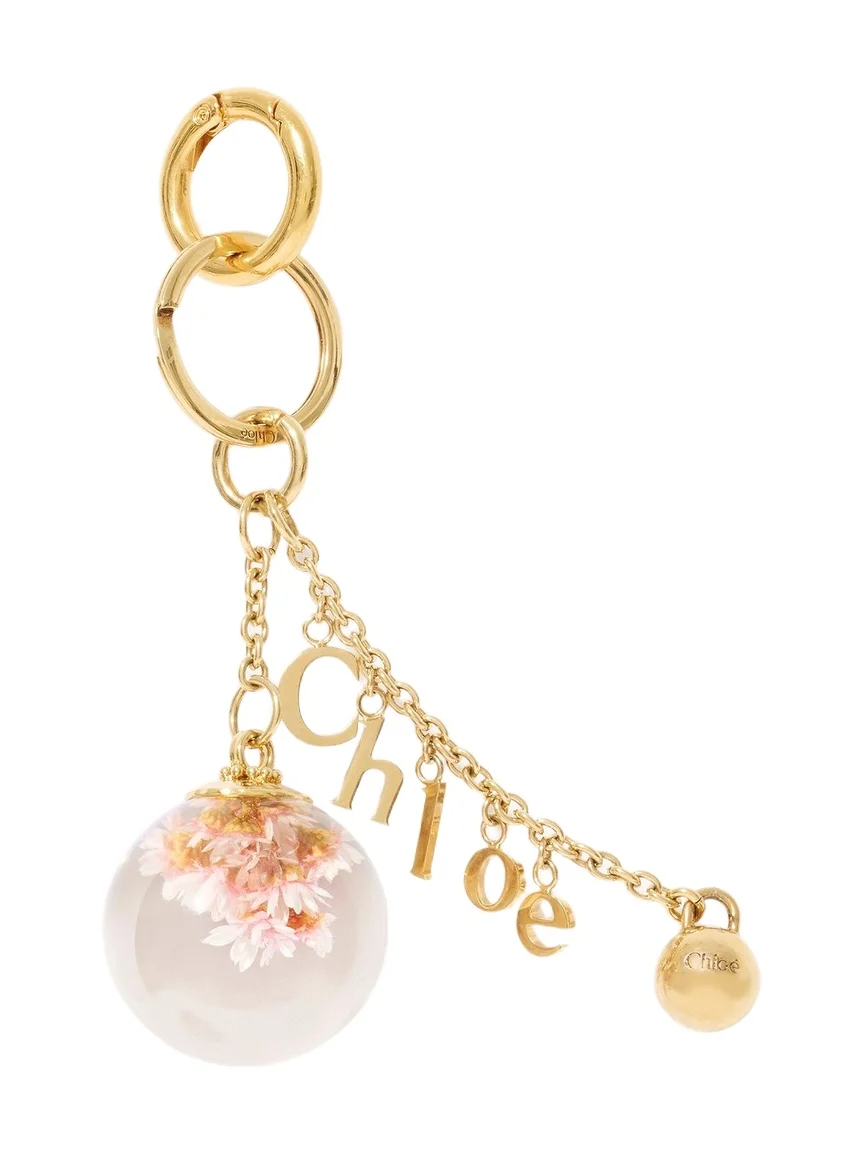 Chloé Chloé Symbols Resin Flowers & Logo key ring bag charm in brass