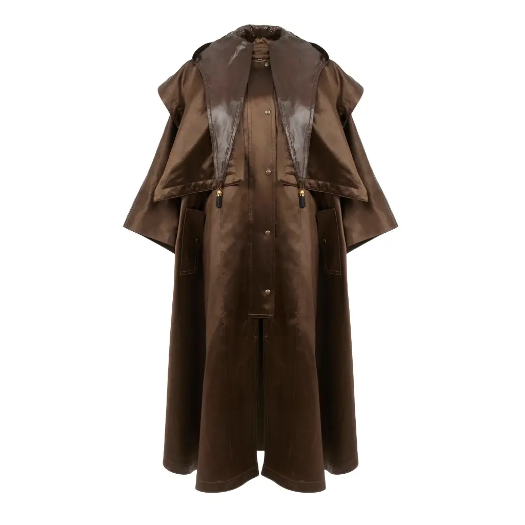 Chloé Hooded long cape coat in satin | Image 1 Chloé Hooded long cape coat in satin | Image 1