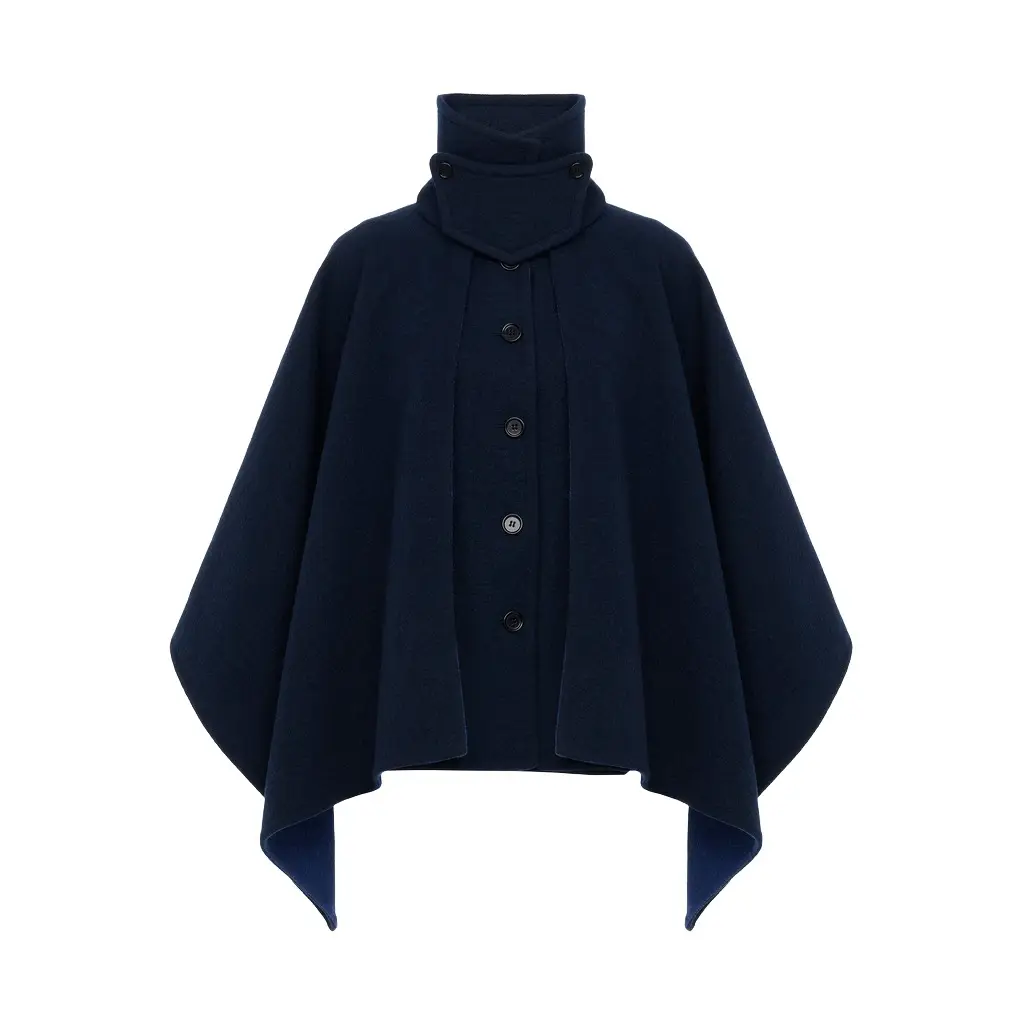 Chloé High-neck short cape coat in washed double-face wool | Image 1 Chloé High-neck short cape coat in washed double-face wool | Image 1