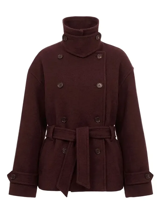 Double-breasted short coat in wool Double-breasted short coat in wool