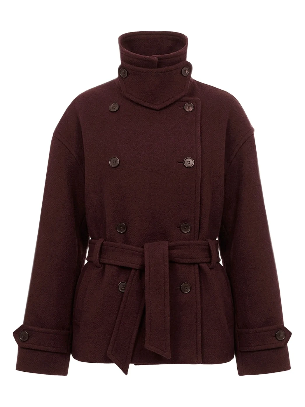 Double-breasted short coat in wool Double-breasted short coat in wool