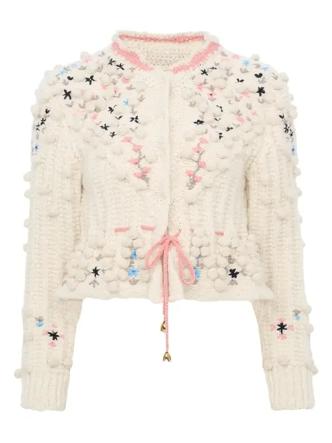 Cropped fitted cardigan in a wool knit Cropped fitted cardigan in a wool knit
