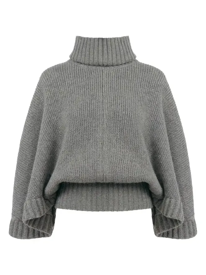 Chloé Short turtleneck cape in a wool & cashmere knit