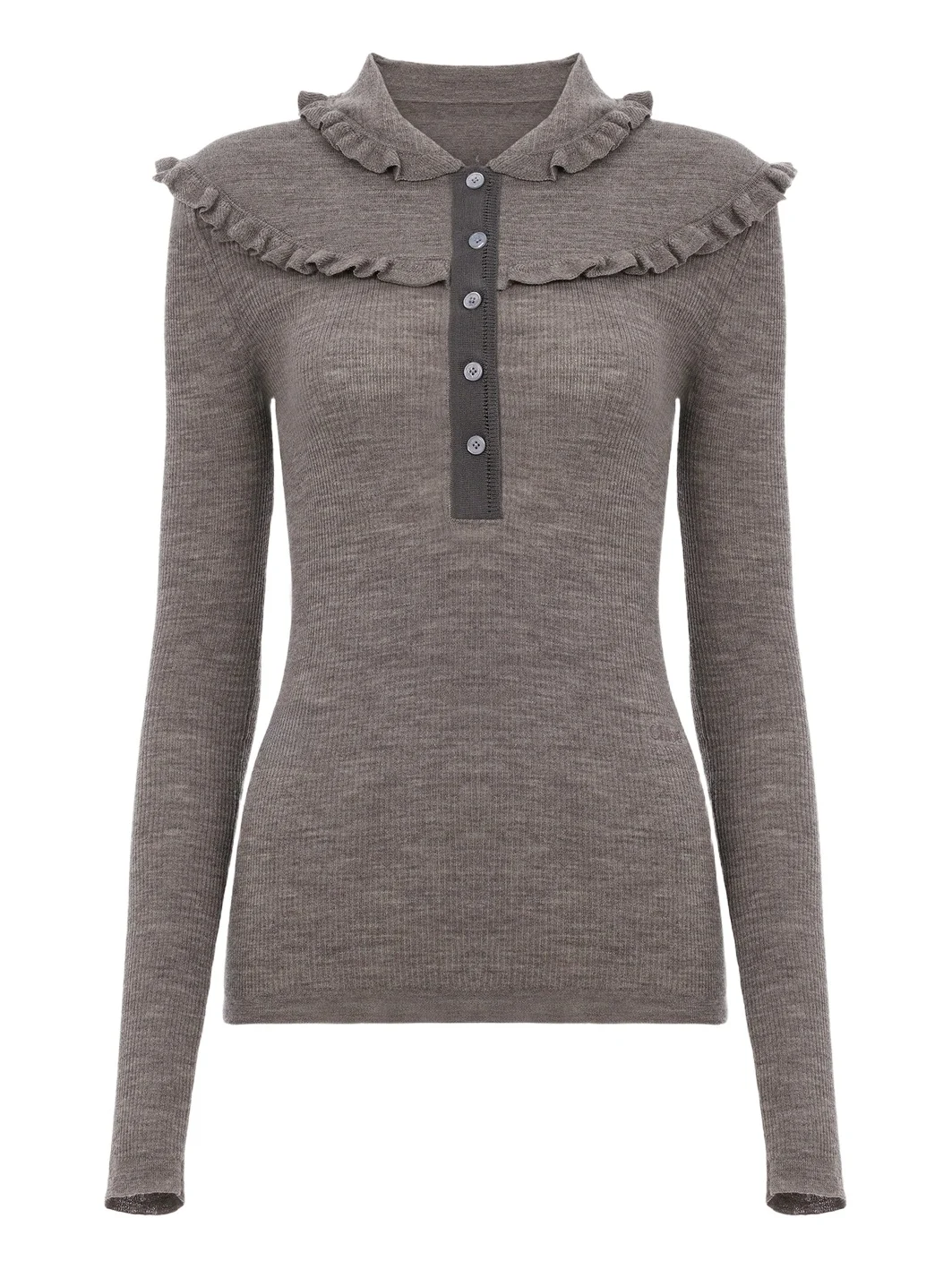 Fitted Henley shirt in a superfine wool knit