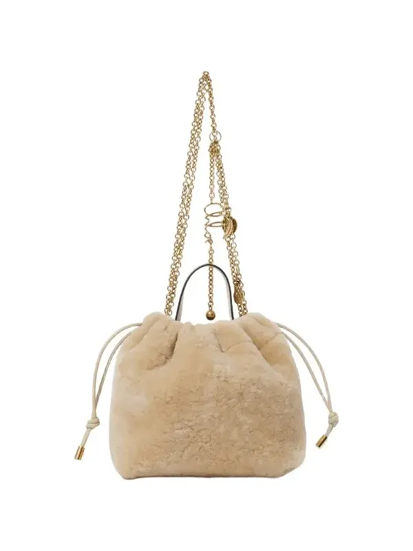 Chloé Mini Chloé Icons shoulder bag with chain in shearling