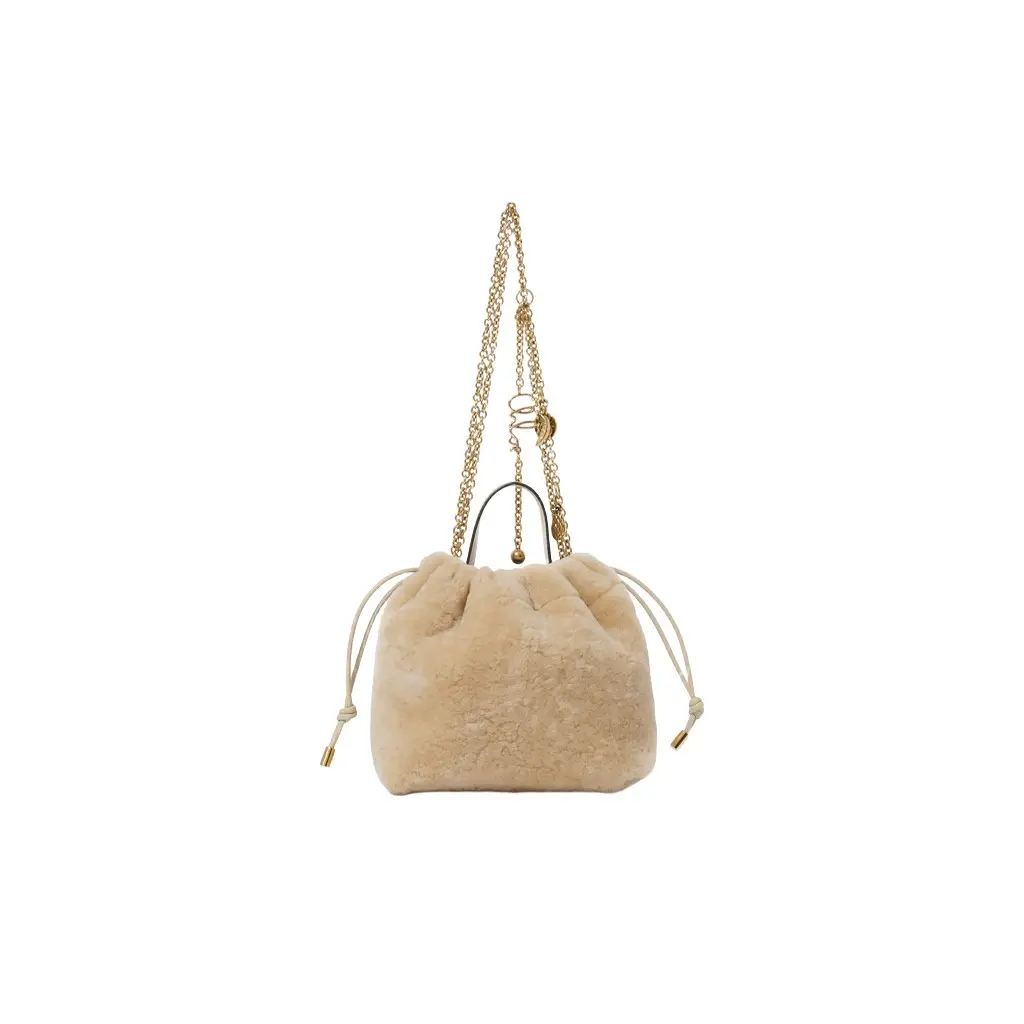 Chloé Mini Chloé Icons shoulder bag with chain in shearling | Image 1 Chloé Mini Chloé Icons shoulder bag with chain in shearling | Image 1