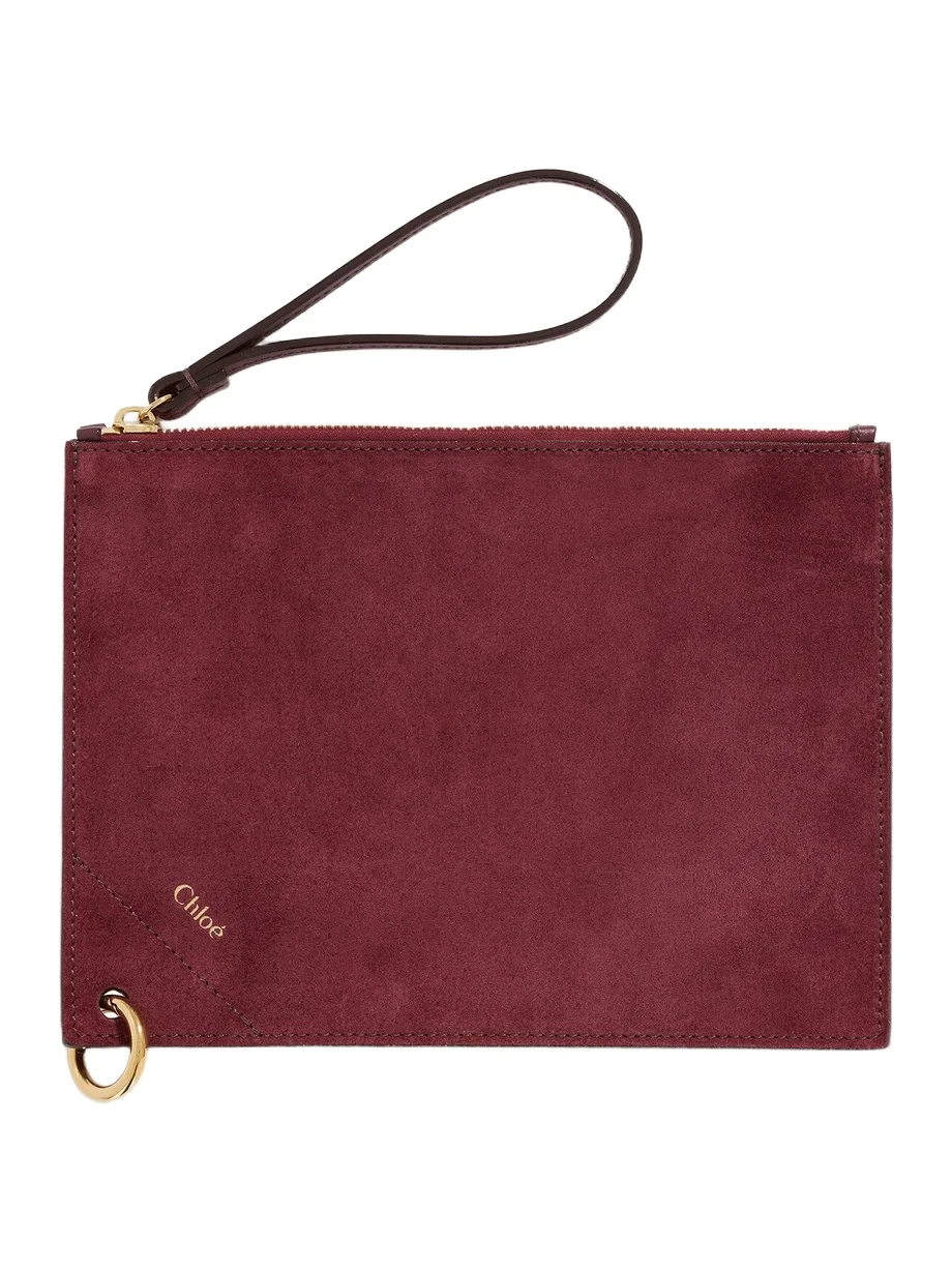 Chloé Chloé Spin zipped pouch in suede & soft leather