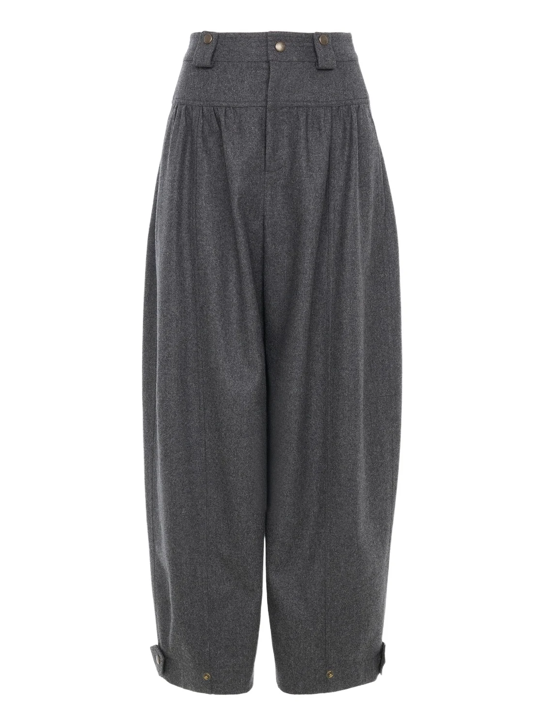 High-rise barrel pants in wool & cashmere flannel