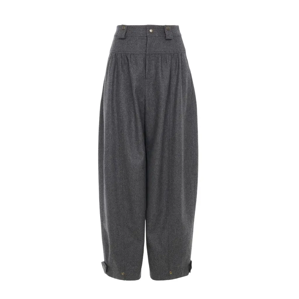 Chloé High-rise barrel pants in wool & cashmere flannel | Image 1 Chloé High-rise barrel pants in wool & cashmere flannel | Image 1