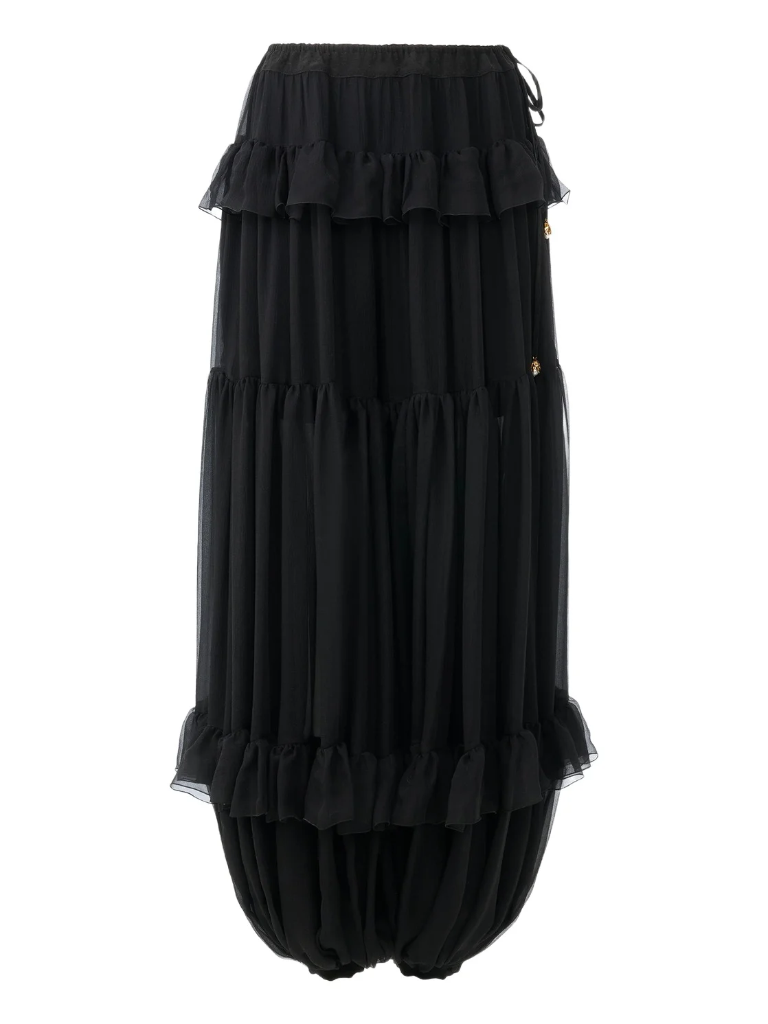 Fluid pleated pants in silk mousseline