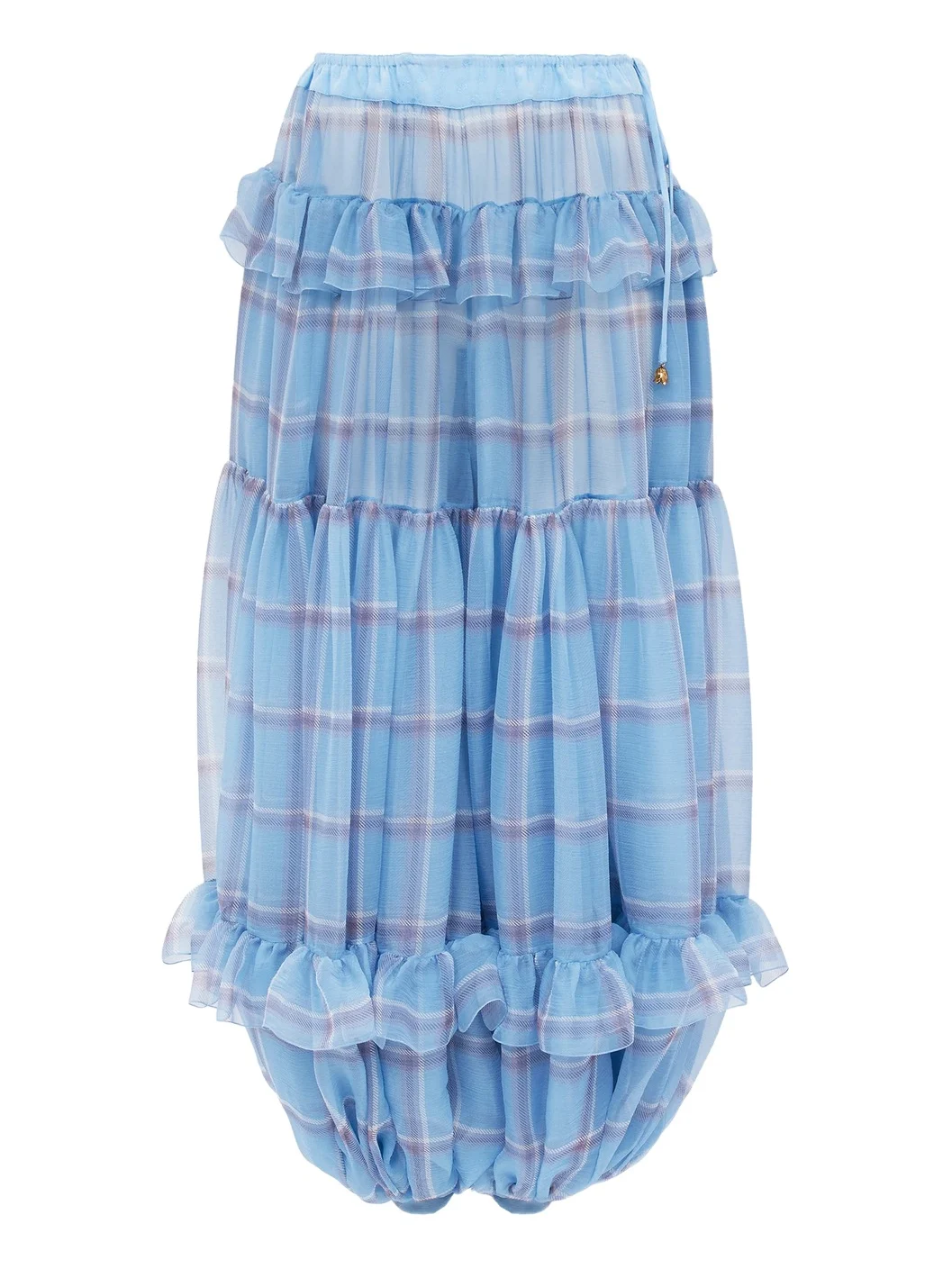 Fluid pleated pants in check silk mousseline