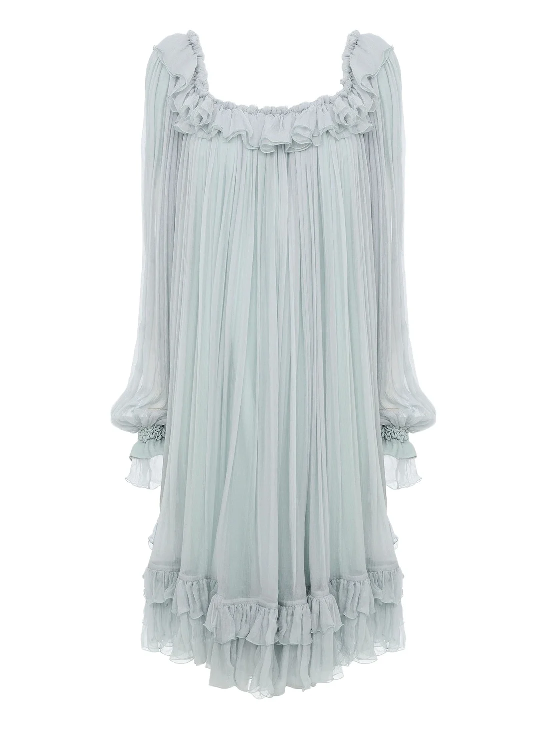 Gathered mini dress in silk mousseline Gathered mini dress in silk mousseline