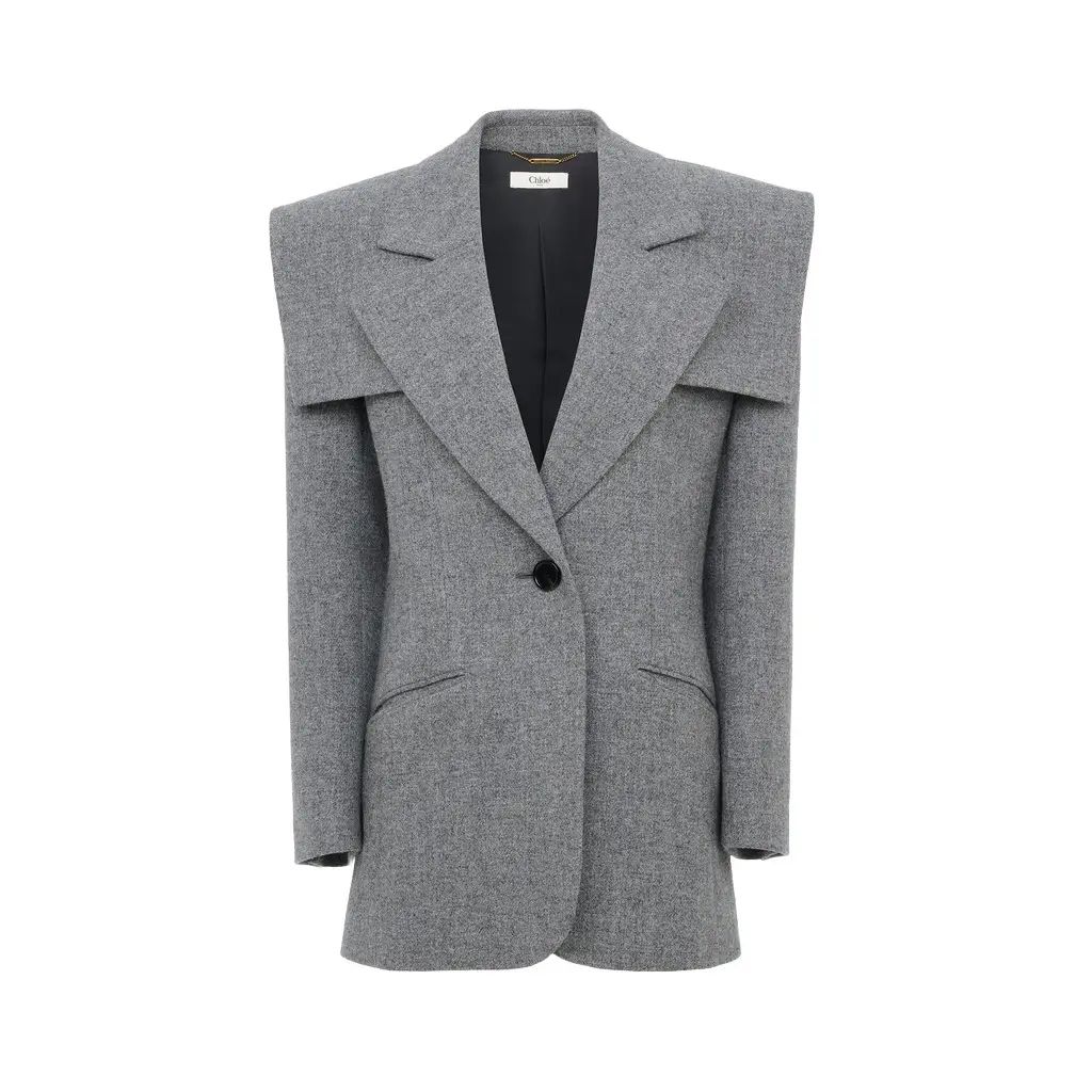 Chloé Single-breasted tailored jacket in chiné wool | Image 1 Chloé Single-breasted tailored jacket in chiné wool | Image 1