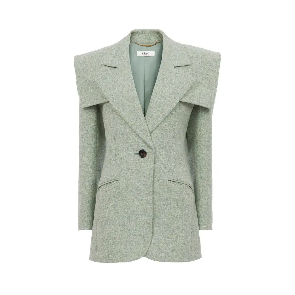 Chloé Single-breasted tailored jacket in chiné wool | Image 1 Chloé Single-breasted tailored jacket in chiné wool | Image 1