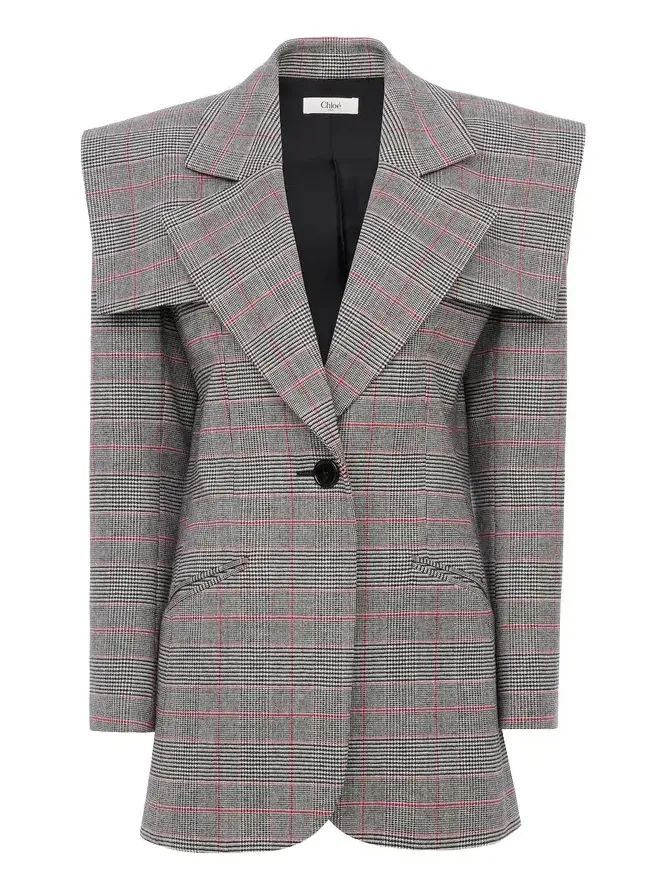 Single-breasted tailored jacket in Prince of Wales wool