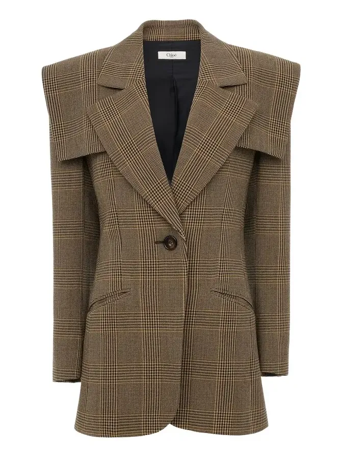 Single-breasted tailored jacket in Prince of Wales wool Single-breasted tailored jacket in Prince of Wales wool