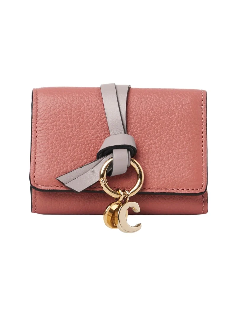 Mini Alphabet tri-fold in grained leather