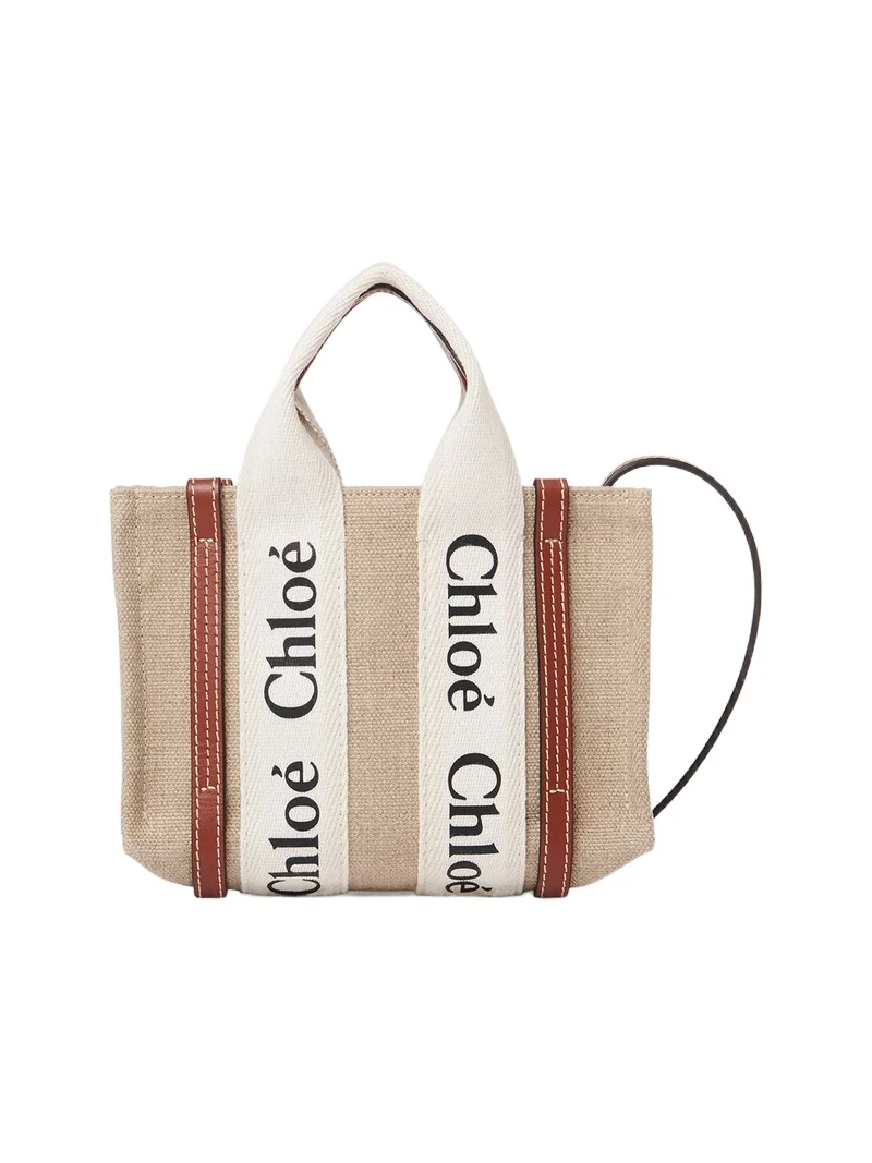 Mini Woody tote bag in linen