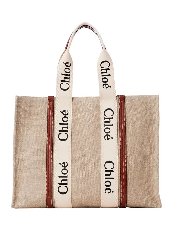 Large Woody tote bag in linen Large Woody tote bag in linen