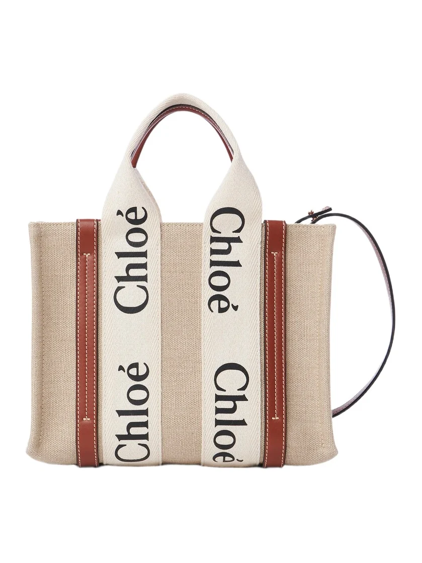 Chloé Small Woody tote bag in linen