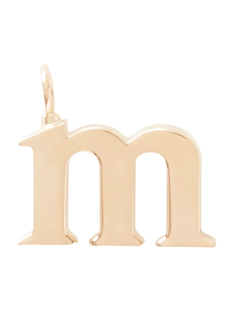 Alphabet letter M charm in brass
