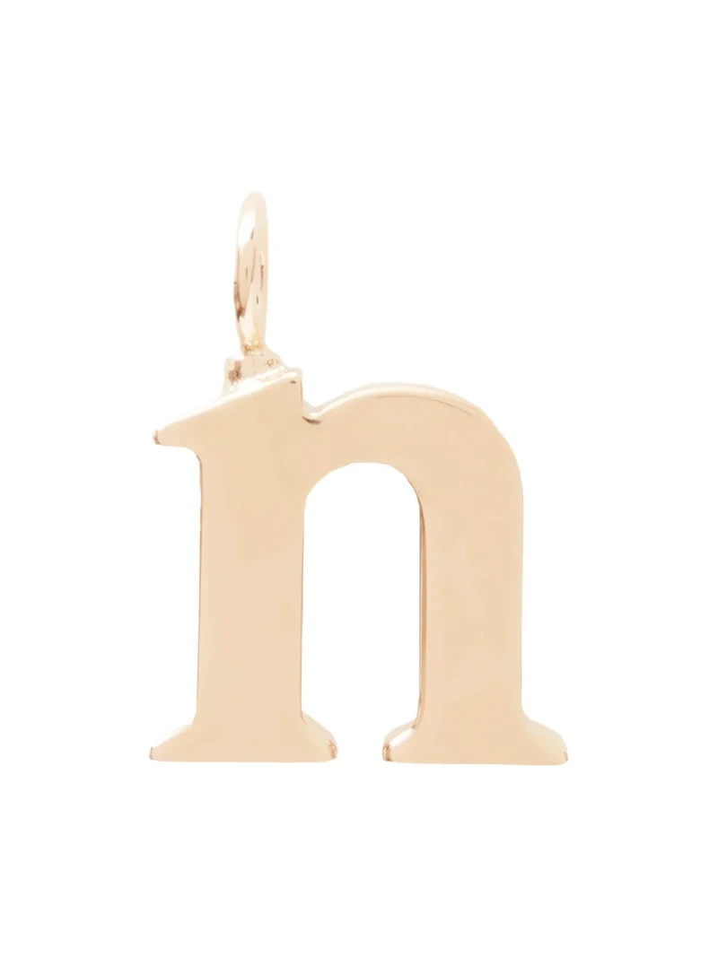 Alphabet letter N charm in brass