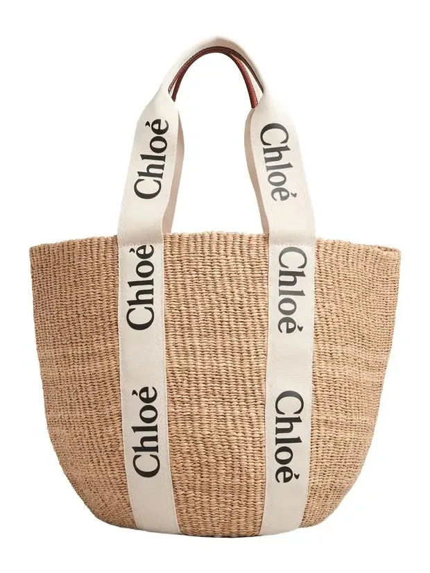 Chloé Large Woody basket in natural fibers