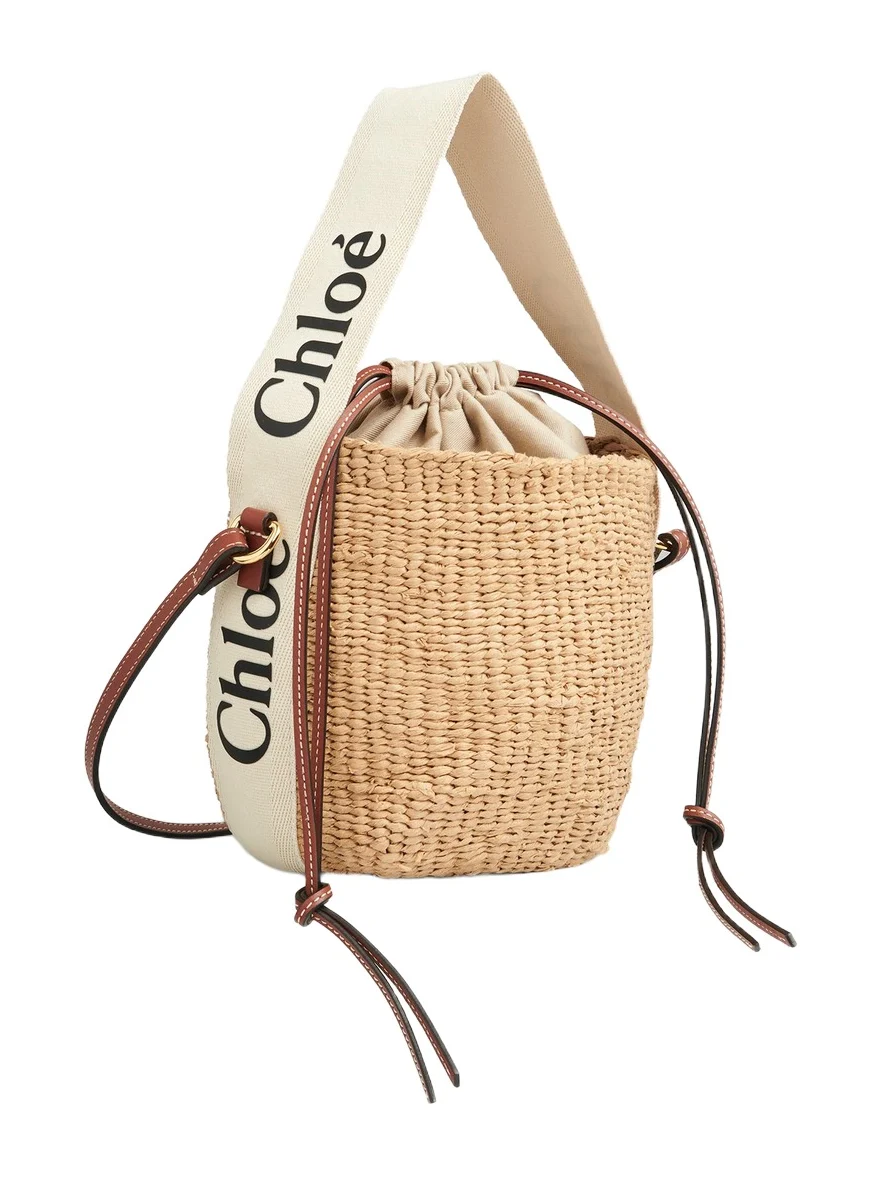 Chloé Small Woody basket in natural fibers