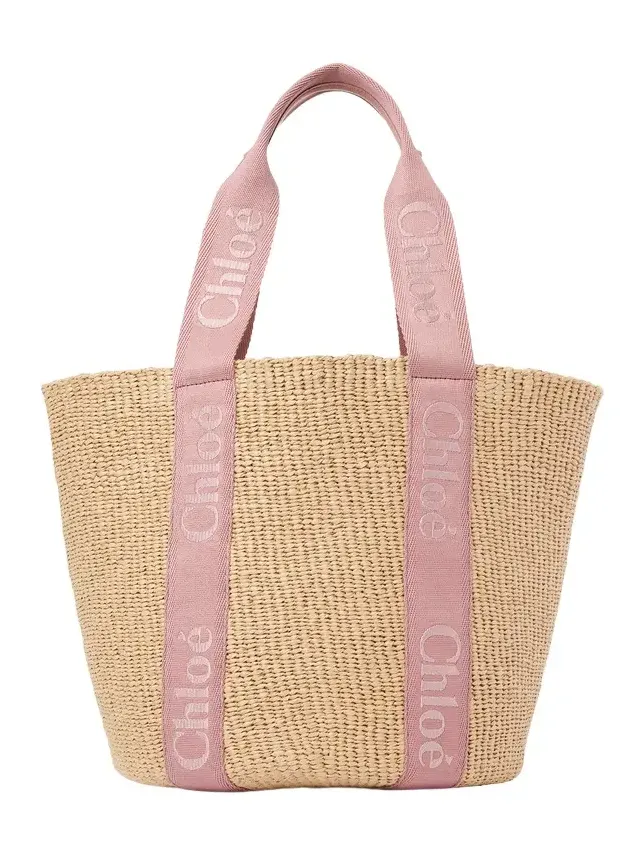 Chloé Large Woody basket in natural fibers