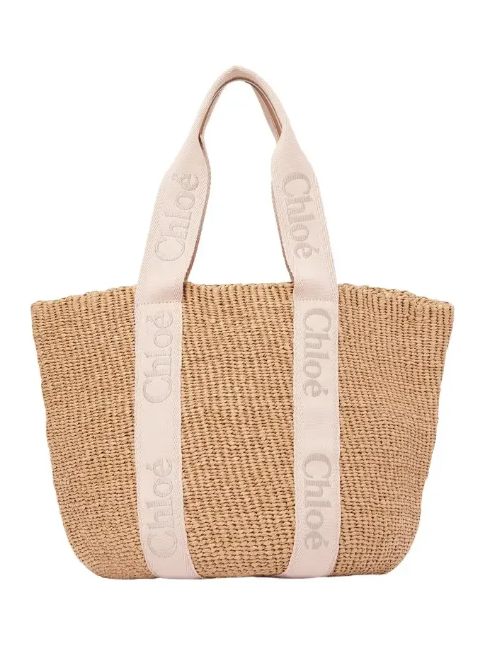 Chloé Large Woody basket in natural fibers
