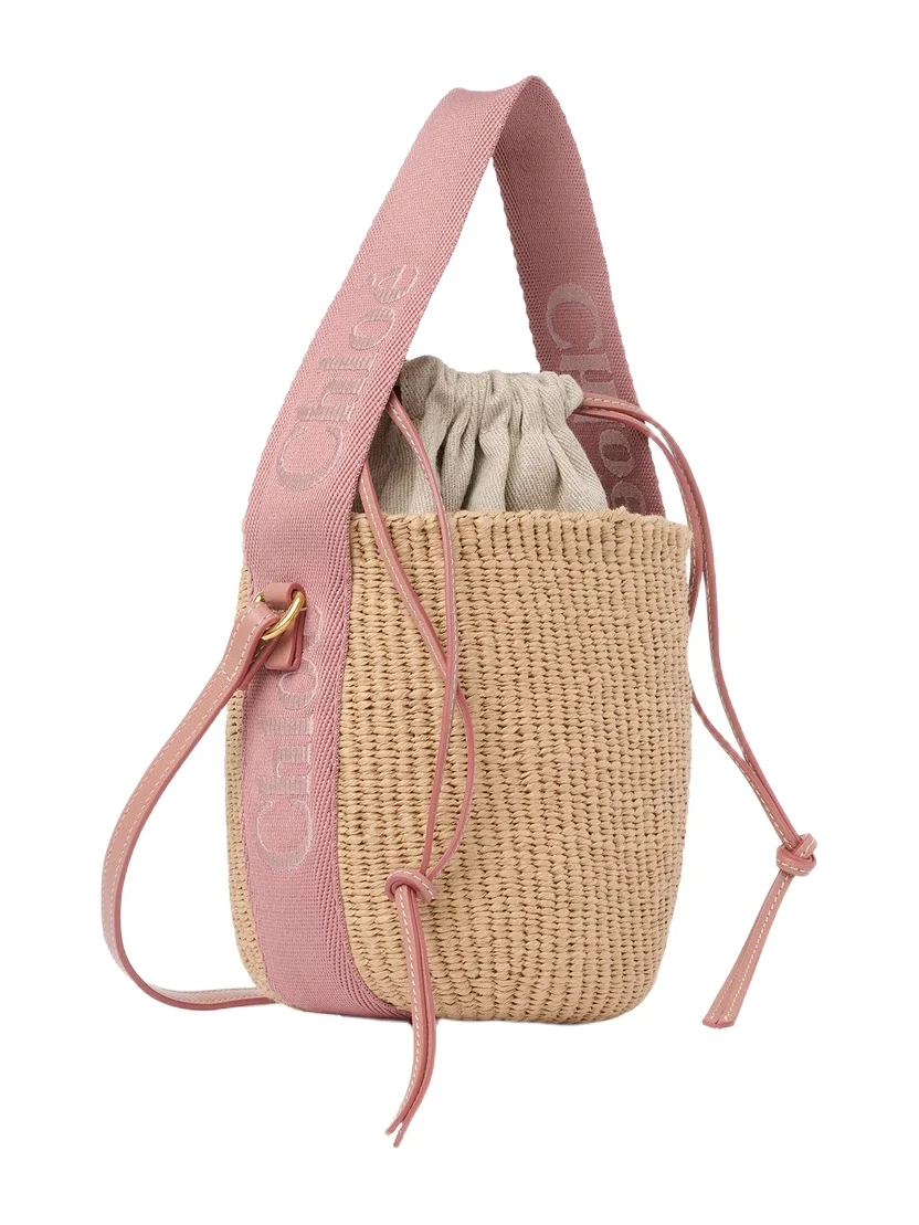 Chloé Small Woody basket in natural fibers