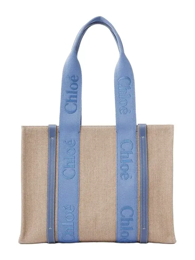 Chloé Woody tote bag in linen | Thumbnail 1 Chloé Woody tote bag in linen | Thumbnail 1