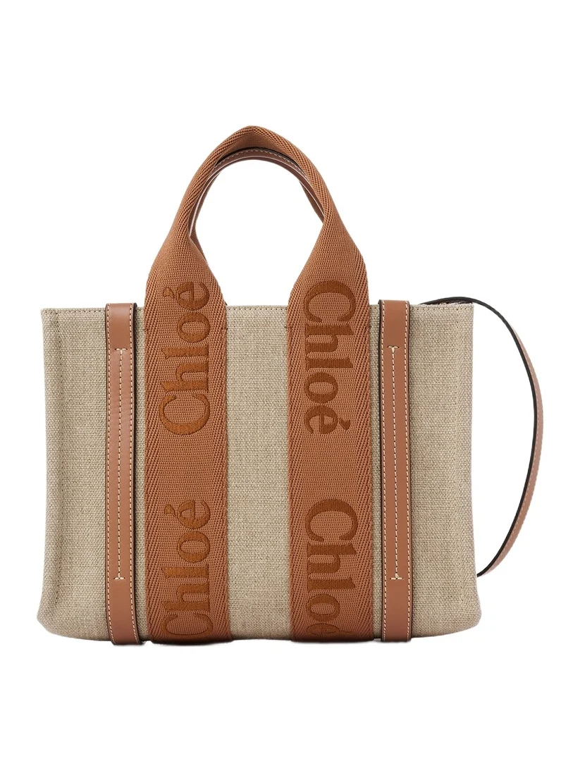 Chloé Small Woody tote bag in linen