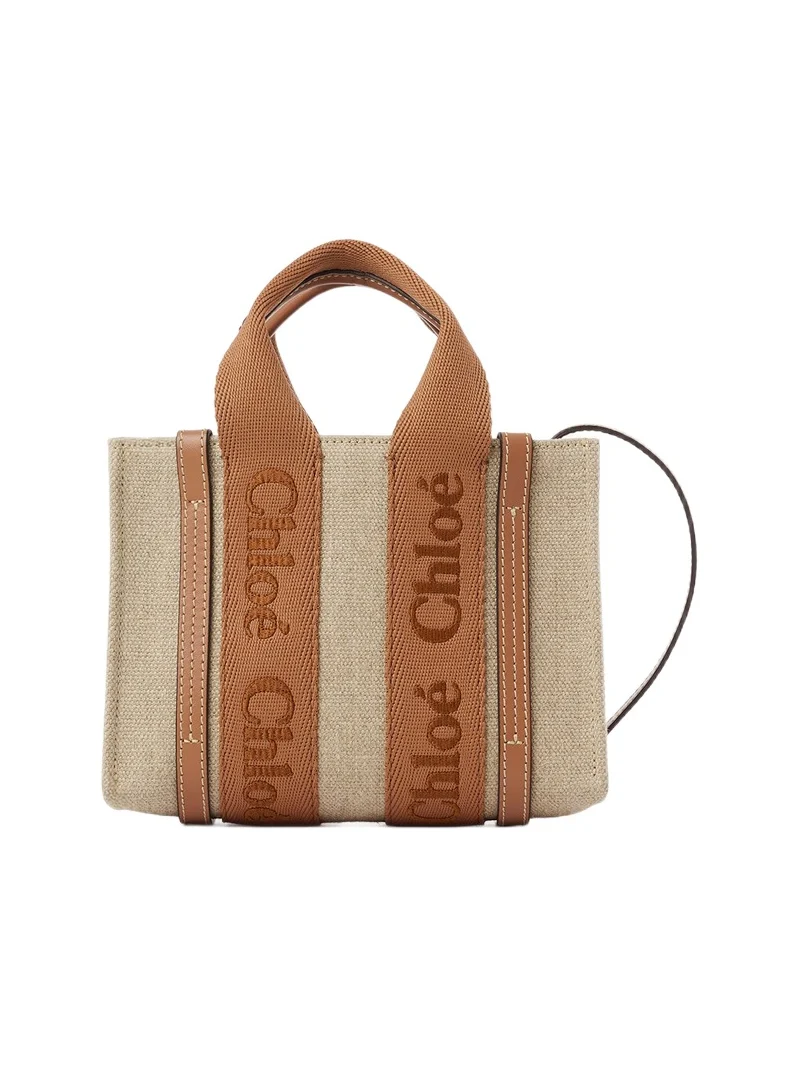 Chloé Mini Woody tote bag in linen