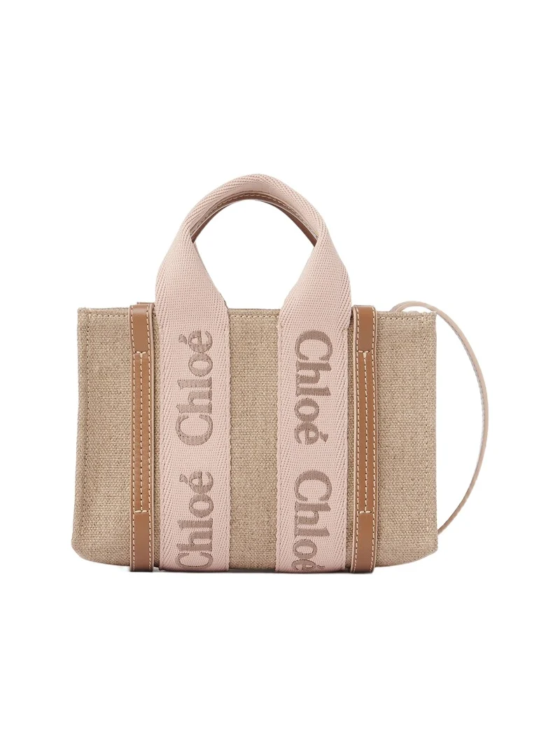 Chloé Mini Woody tote bag in linen