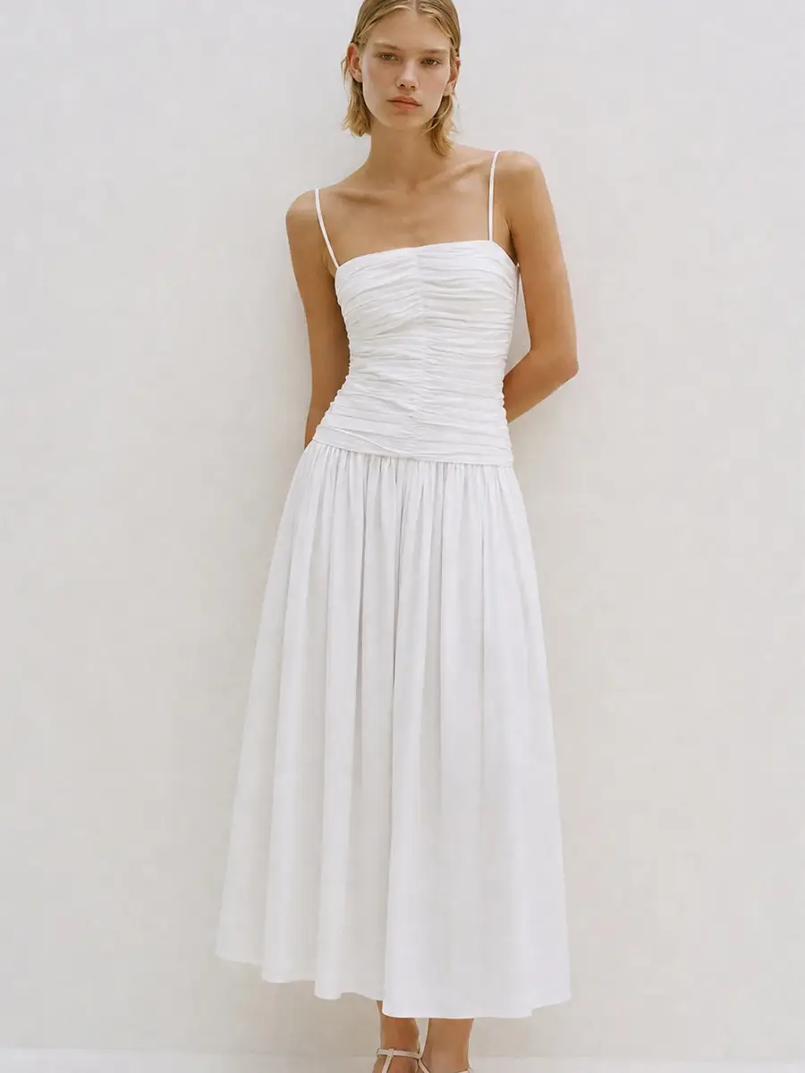 Tove Amina Ruched Cotton Midi Dress | Thumbnail 2 Tove Amina Ruched Cotton Midi Dress | Thumbnail 2