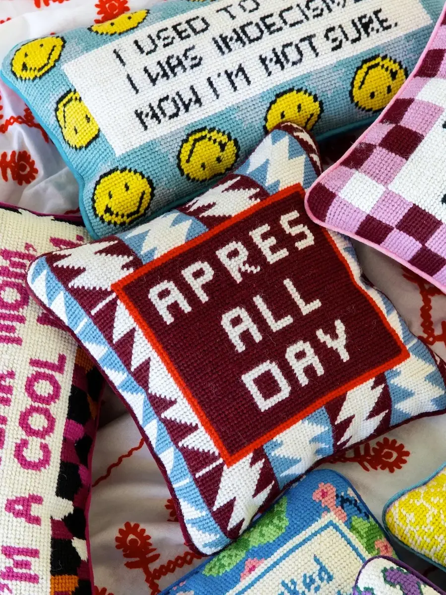 Furbish Studio Après All Day Needlepoint Pillow | Thumbnail 4 Furbish Studio Après All Day Needlepoint Pillow | Thumbnail 4